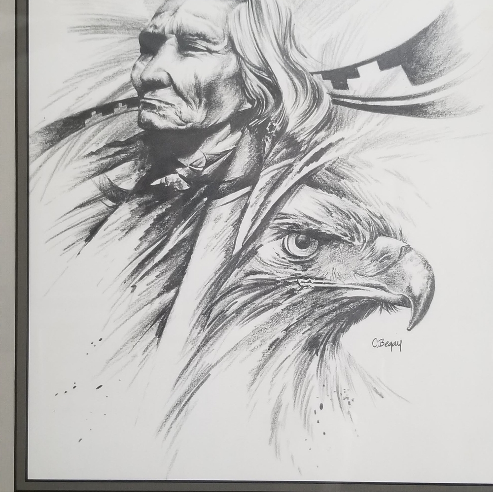 50 year old fine art drawing by famous artist Begay